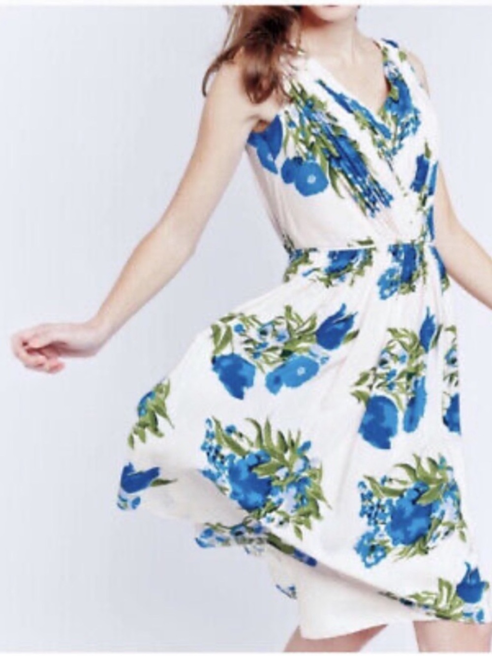 Boden Serena Swishy Pink Blue Floral Summer Dress